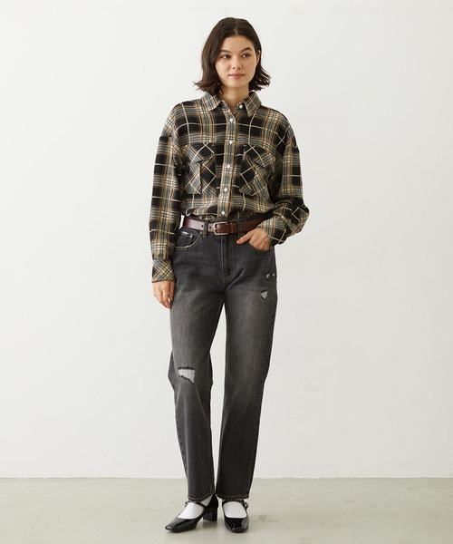 MILKFED.（ミルクフェド）の「LOGO PLAID SHIRT（シャツ/ブラウス・レディース・ブルー/ブラック/ブラウン・S/M）」の7枚目の写真