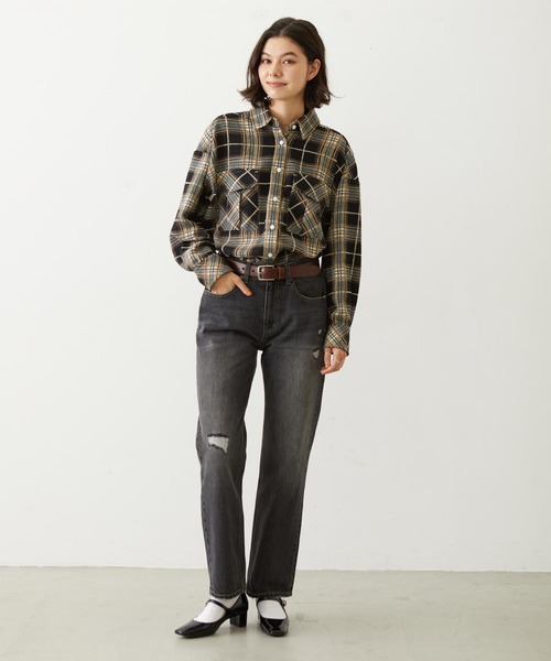 MILKFED.（ミルクフェド）の「LOGO PLAID SHIRT（シャツ/ブラウス・レディース・ブルー/ブラック/ブラウン・S/M）」の8枚目の写真