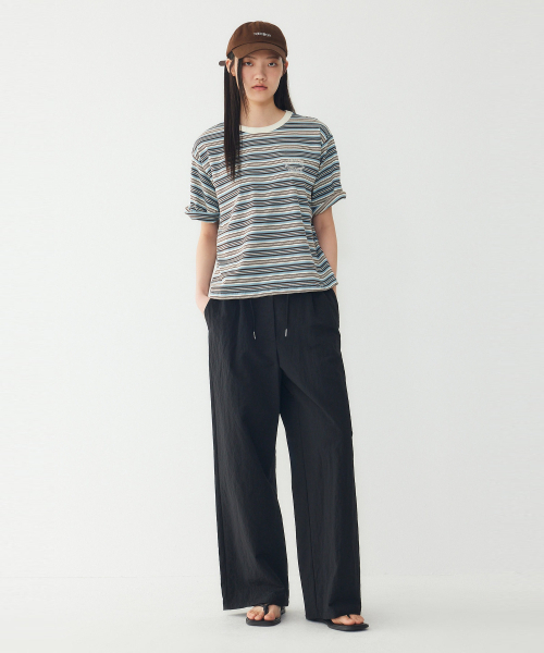 STUDIO TOMBOY(スタジオトムボーイ)の「マルチストライプクロップ半袖Tシャツ_ブルー_9176322976(Tシャツ/カットソー・レディース・ブルー・OS)」の3枚目の写真