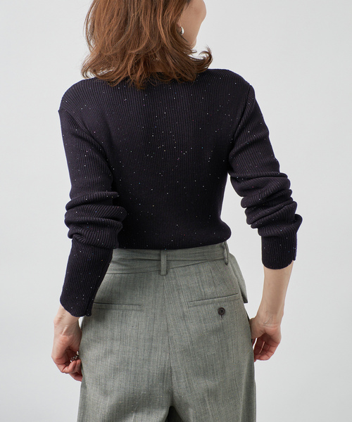 VERMEIL par iena（ヴェルメイユパーイエナ）の「Sparkle リブニットトップ（ニット/セーター・レディース・ブラック/ベージュ系その他・FREE）」の8枚目の写真