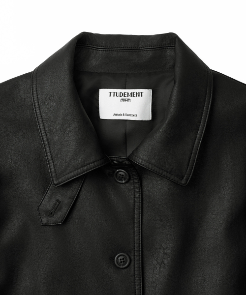 TTUDEMENT(トュードメント)の「FAUX LEATHER HALF JACKET_BLACK(ライダースジャケット・レディース・その他・SMALL/MEDIUM)」の4枚目の写真