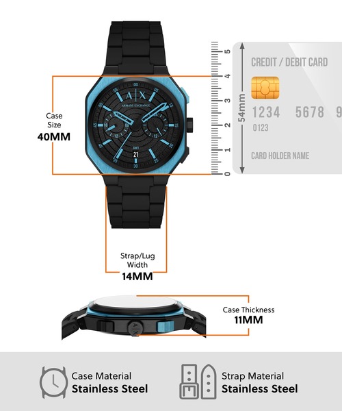 ARMANI EXCHANGE（アルマーニエクスチェンジ）の「アルマーニ・エクスチェンジ 腕時計 メンズ アナログ ステンレス AX1480（アナログ腕時計・メンズ・ブラック・FREE）」の5枚目の写真