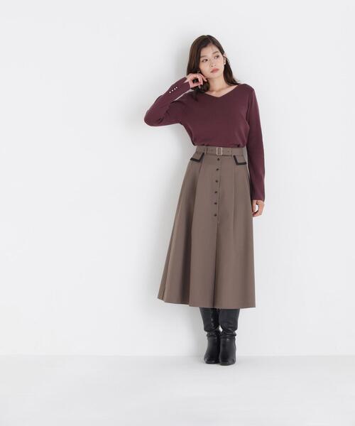 NATURAL BEAUTY BASIC(ナチュラルビューティーベーシック)の「総針ベーシックシリーズ長袖 Vネックニット(ニット/セーター・レディース・ピンク/ブラック/ダークブラウン/オフホワイト・FREE)」の20枚目の写真