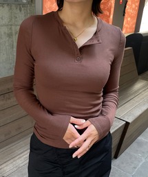 ヘンリーネック テレコロングスリーブTシャツ