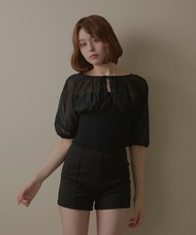 Lulea gather ribbon sheer blouse / ルレアギャザーリボンシアーブラウス