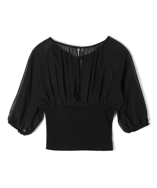 M DOLLY(エムドリー)の「Lulea gather ribbon sheer blouse / ルレアギャザーリボンシアーブラウス(シャツ/ブラウス・レディース・ブラック/ホワイト・FREE)」の15枚目の写真