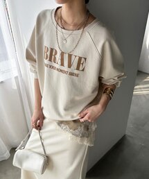 DouDou | 【セット着用可能】フロッキーロゴトップス(Tシャツ/カットソー)
