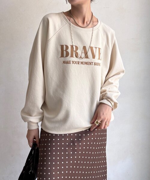 DouDou(ドゥドゥ)の「【セット着用可能】フロッキーロゴトップス(Tシャツ/カットソー・レディース・アイボリー/ベージュ/チャコールグレー・FREE)」の17枚目の写真