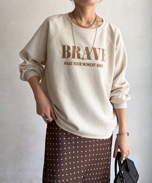 DouDou(ドゥドゥ)の「【セット着用可能】フロッキーロゴトップス(Tシャツ/カットソー・レディース・アイボリー/ベージュ/チャコールグレー・FREE)」の18枚目の写真