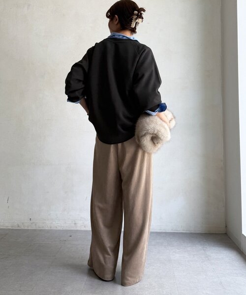 DouDou(ドゥドゥ)の「【セット着用可能】フロッキーロゴトップス(Tシャツ/カットソー・レディース・アイボリー/ベージュ/チャコールグレー・FREE)」の21枚目の写真