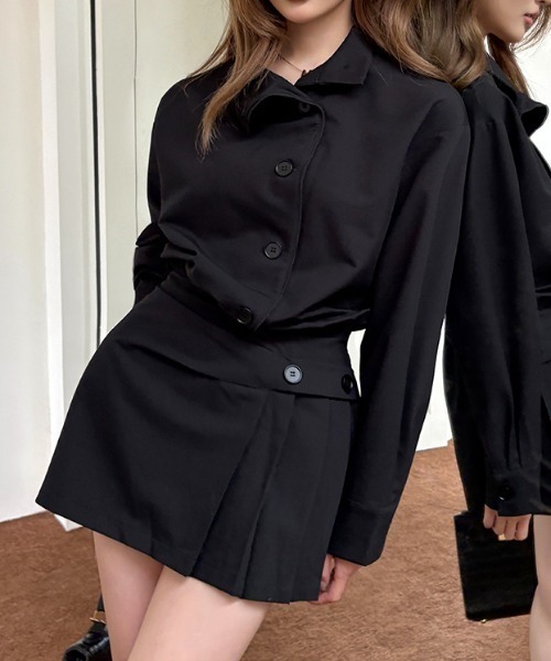 AMAJI(アマジ)の「スタンドカラー アシンメトリー長袖ワンピース(ワンピース・レディース・ブラック・SMALL/MEDIUM/LARGE)」の1枚目の写真