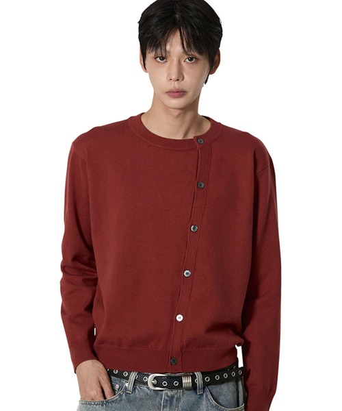 Openyard（オープンヤード）の「『Openyard/オープンヤード』WRAP BUTTON CARDIGAN/ラップボタンカーディガン（カーディガン/ボレロ・メンズ・ブラック/グレー/レッド・M/L）」の3枚目の写真