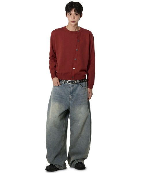 Openyard（オープンヤード）の「『Openyard/オープンヤード』WRAP BUTTON CARDIGAN/ラップボタンカーディガン（カーディガン/ボレロ・メンズ・ブラック/グレー/レッド・M/L）」の5枚目の写真