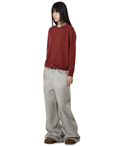 Openyard（オープンヤード）の「『Openyard/オープンヤード』WRAP BUTTON CARDIGAN/ラップボタンカーディガン（カーディガン/ボレロ・メンズ・ブラック/グレー/レッド・M/L）」の6枚目の写真