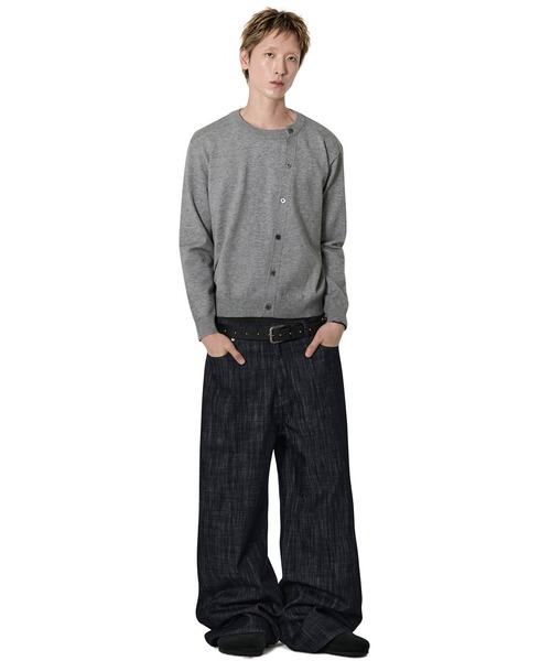 Openyard（オープンヤード）の「『Openyard/オープンヤード』WRAP BUTTON CARDIGAN/ラップボタンカーディガン（カーディガン/ボレロ・メンズ・ブラック/グレー/レッド・M/L）」の9枚目の写真