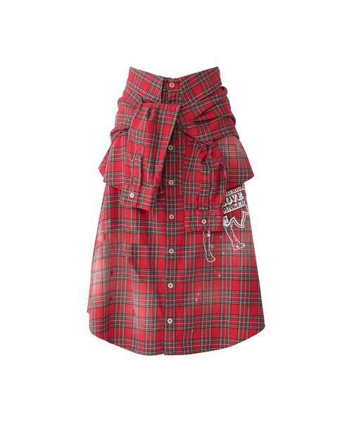 HYSTERIC GLAMOUR(ヒステリックグラマー)の「シャツレイヤードスカート(スカート・レディース・レッド系その他/ブルー系その他・FREE)」の1枚目の写真