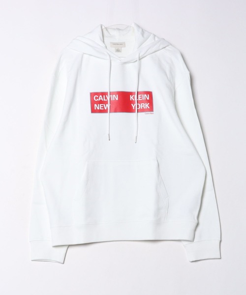 Calvin Klein(カルバン・クライン)の「Calvin Klein カルバンクライン LS EU 350TERRY CKNY BOXGRAPHIC プルパーカー(パーカー・メンズ・ホワイト/ブラック・XL/L/M)」の1枚目の写真