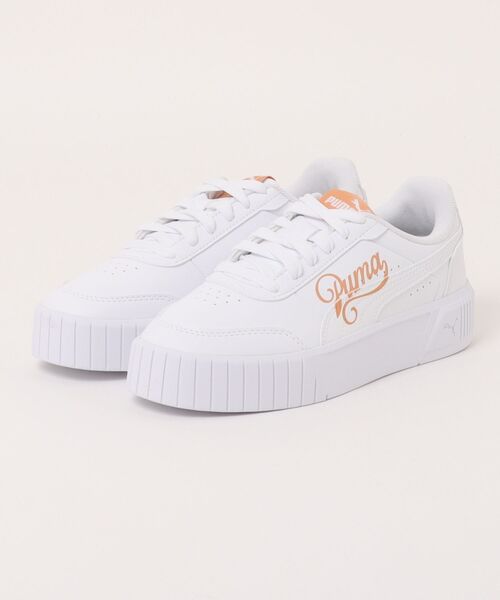 PUMA(プーマ)の「PUMA プーマ CARINA MIA レディーススニーカー 厚底シューズ(キャリーナミア) 408861 01 プーマホワイト/シナバー(スニーカー・レディース・ホワイト・22.5cm/23.5cm/24.5cm/23.0cm/24.0cm/25.0cm)」の1枚目の写真