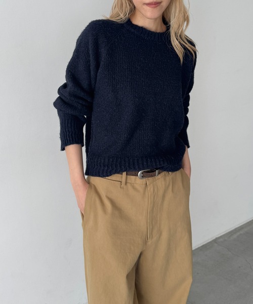 CANAL JEAN（キャナルジーン）の「El mar　ウール混ラグランニット（ニット/セーター・レディース・ネイビー/オフホワイト/グレー/ベージュ・ONE SIZE）」の20枚目の写真