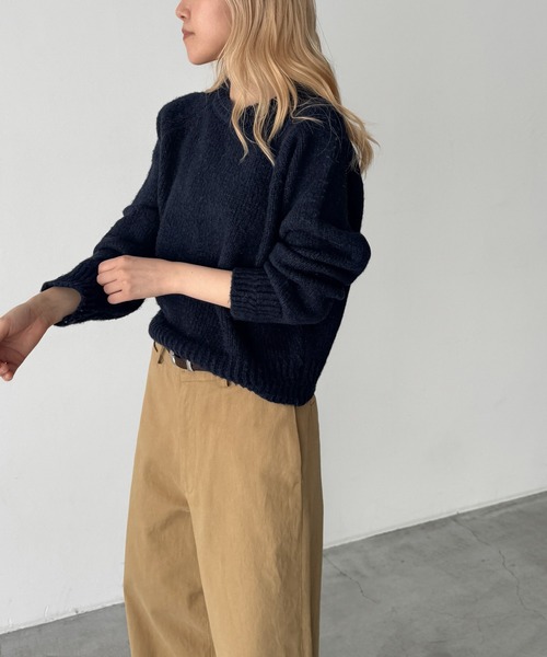 CANAL JEAN（キャナルジーン）の「El mar　ウール混ラグランニット（ニット/セーター・レディース・ネイビー/オフホワイト/グレー/ベージュ・ONE SIZE）」の21枚目の写真
