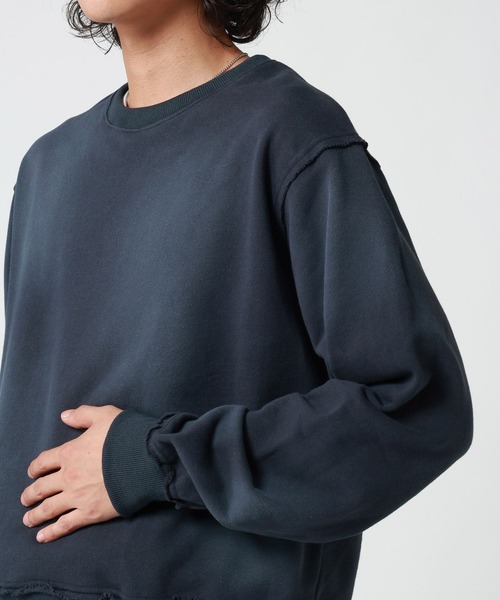 RAGEBLUE（レイジブルー）の「SPRAY PROCESSED COMPACT TERRY SWEATSHIRT/スプレー加工コンパクト裏毛スウェット（スウェット・メンズ・ブラック/グレー/ネイビー・MEDIUM/LARGE）」の17枚目の写真
