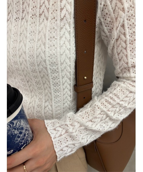 CORNERS(コーナーズ)の「起毛レースハイネックトップス(Tシャツ/カットソー・レディース・ブラック/アイボリー・M)」の4枚目の写真
