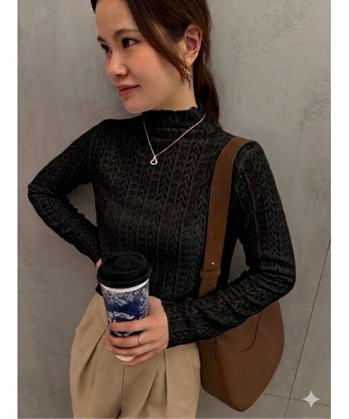 CORNERS(コーナーズ)の「起毛レースハイネックトップス(Tシャツ/カットソー・レディース・ブラック/アイボリー・M)」の11枚目の写真