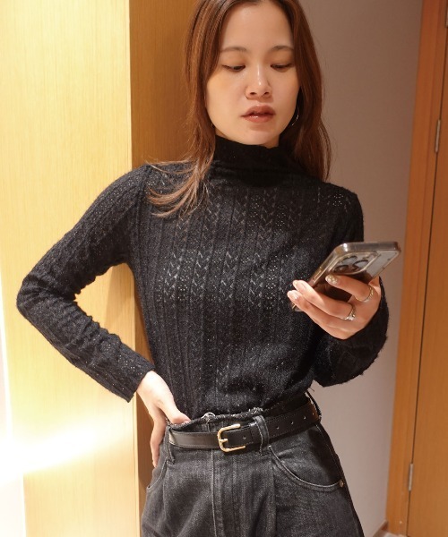 CORNERS(コーナーズ)の「起毛レースハイネックトップス(Tシャツ/カットソー・レディース・ブラック/アイボリー・M)」の12枚目の写真