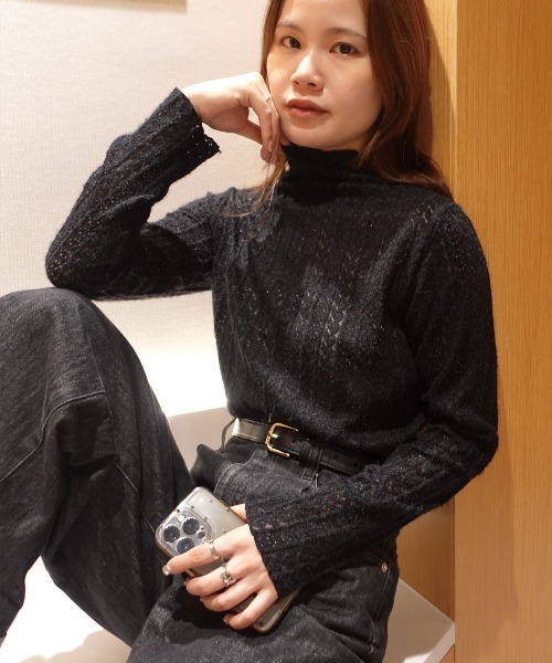 CORNERS(コーナーズ)の「起毛レースハイネックトップス(Tシャツ/カットソー・レディース・ブラック/アイボリー・M)」の15枚目の写真