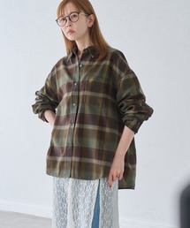 【WEB限定カラー】ロゴ刺繍チェックネルシャツ/2WAY
