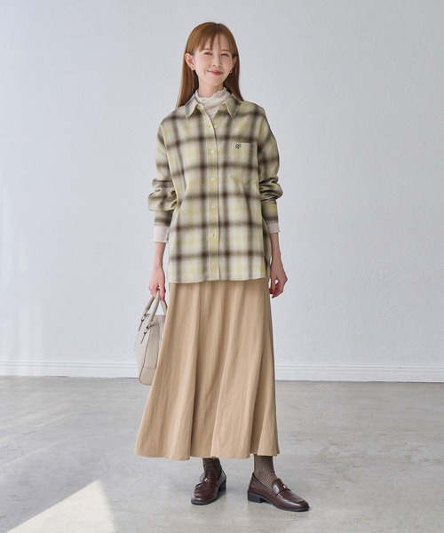 ROPE' PICNIC(ロペピクニック)の「【WEB限定カラー】ロゴ刺繍チェックネルシャツ/2WAY(シャツ/ブラウス・レディース・ネイビー/オフホワイト/サックスブルー/グリーン系その他/オレンジ系その他・FREE)」の6枚目の写真