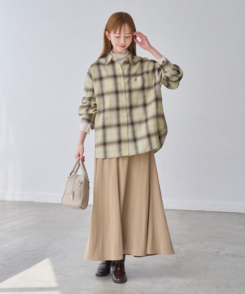 ROPE' PICNIC(ロペピクニック)の「【WEB限定カラー】ロゴ刺繍チェックネルシャツ/2WAY(シャツ/ブラウス・レディース・ネイビー/オフホワイト/サックスブルー/グリーン系その他/オレンジ系その他・FREE)」の7枚目の写真