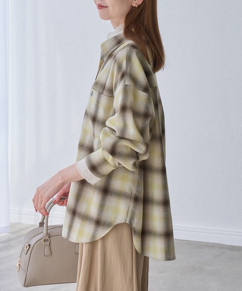 ROPE' PICNIC(ロペピクニック)の「【WEB限定カラー】ロゴ刺繍チェックネルシャツ/2WAY(シャツ/ブラウス・レディース・ネイビー/オフホワイト/サックスブルー/グリーン系その他/オレンジ系その他・FREE)」の10枚目の写真