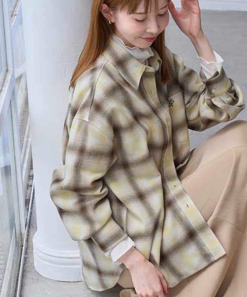 ROPE' PICNIC(ロペピクニック)の「【WEB限定カラー】ロゴ刺繍チェックネルシャツ/2WAY(シャツ/ブラウス・レディース・ネイビー/オフホワイト/サックスブルー/グリーン系その他/オレンジ系その他・FREE)」の12枚目の写真