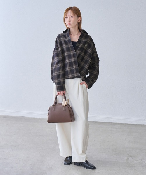 ROPE' PICNIC(ロペピクニック)の「【WEB限定カラー】ロゴ刺繍チェックネルシャツ/2WAY(シャツ/ブラウス・レディース・ネイビー/オフホワイト/サックスブルー/グリーン系その他/オレンジ系その他・FREE)」の19枚目の写真