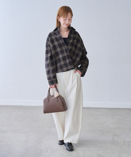 ROPE' PICNIC(ロペピクニック)の「【WEB限定カラー】ロゴ刺繍チェックネルシャツ/2WAY(シャツ/ブラウス・レディース・ネイビー/オフホワイト/サックスブルー/グリーン系その他/オレンジ系その他・FREE)」の20枚目の写真