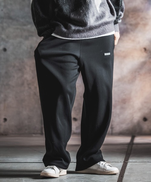 GLIMCLAP(グリムクラップ)の「mp15500-Bonded-Boa Sweat Wide-Straight Pants スウェットパンツ(212-055-gla-cg)(スウェットパンツ・メンズ・ブラック×グレー/グレー系その他/ミックスグレー/ブラック・S/L/M)」の1枚目の写真