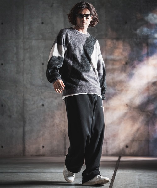GLIMCLAP(グリムクラップ)の「mp15500-Bonded-Boa Sweat Wide-Straight Pants スウェットパンツ(212-055-gla-cg)(スウェットパンツ・メンズ・ブラック×グレー/グレー系その他/ミックスグレー/ブラック・S/L/M)」の9枚目の写真