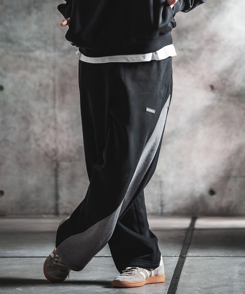GLIMCLAP(グリムクラップ)の「mp15500-Bonded-Boa Sweat Wide-Straight Pants スウェットパンツ(212-055-gla-cg)(スウェットパンツ・メンズ・ブラック×グレー/グレー系その他/ミックスグレー/ブラック・S/L/M)」の12枚目の写真