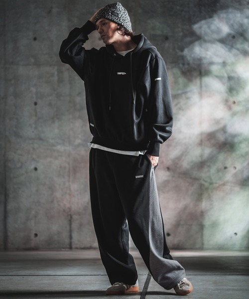 GLIMCLAP(グリムクラップ)の「mp15500-Bonded-Boa Sweat Wide-Straight Pants スウェットパンツ(212-055-gla-cg)(スウェットパンツ・メンズ・ブラック×グレー/グレー系その他/ミックスグレー/ブラック・S/L/M)」の16枚目の写真