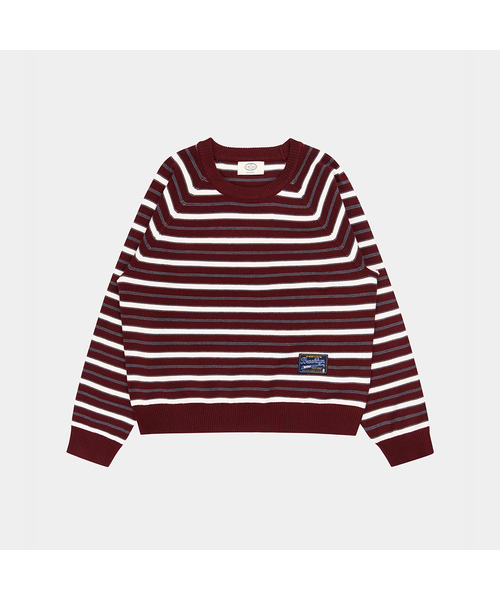 PIGMENT(ピグメント)の「3度段ラウンドラベルニット (ZYSW260625)(ニット/セーター・レディース・ワイン/グリーン/ブラウン・FREE)」の3枚目の写真