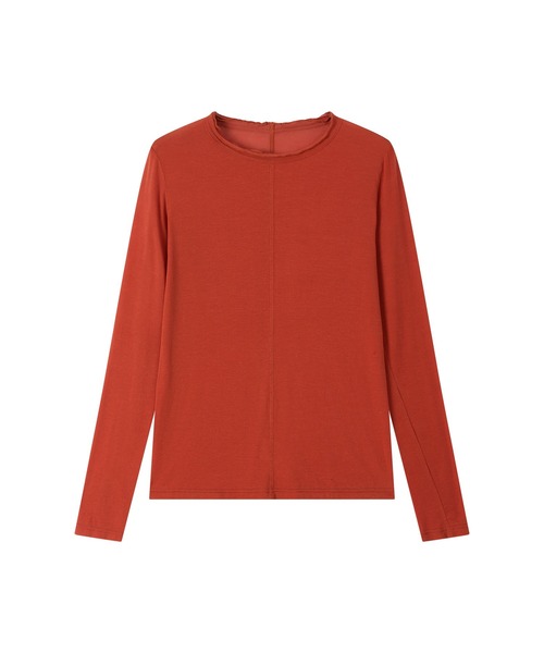tageechita(タジチタ)の「【tageechita】フリルネック カシミヤ混シアーカットソー(Tシャツ/カットソー・レディース・レッド/ブラウン・L/M/S)」の3枚目の写真