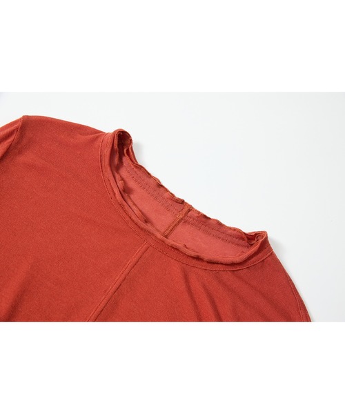 tageechita(タジチタ)の「【tageechita】フリルネック カシミヤ混シアーカットソー(Tシャツ/カットソー・レディース・レッド/ブラウン・L/M/S)」の4枚目の写真