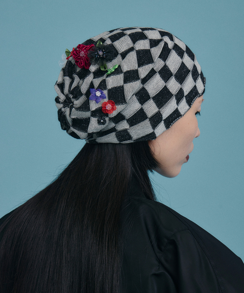 YanYan ビーニー ニット帽 YANYAN CHECK BEANIE YYW26-1732：ニットキャップ（ニットキャップ