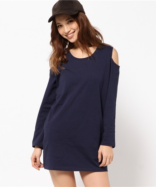 SLY（スライ）の「OPEN SHOULDER CUT OP（ワンピース・レディース・マルチ/ライトブルー/ホワイト/ネイビー・2/1）」の3枚目の写真