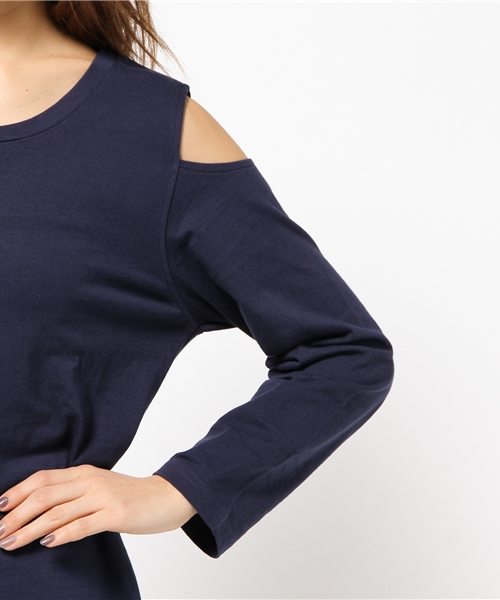 SLY（スライ）の「OPEN SHOULDER CUT OP（ワンピース・レディース・マルチ/ライトブルー/ホワイト/ネイビー・2/1）」の6枚目の写真