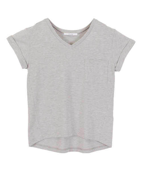 titivate（ティティベイト）の「ﾎﾟｹｯﾄVﾈｯｸTｼｬﾂ（Tシャツ/カットソー・レディース・杢グレー/ネイビー/オフホワイト/ブラック/カーキ・M）」の3枚目の写真