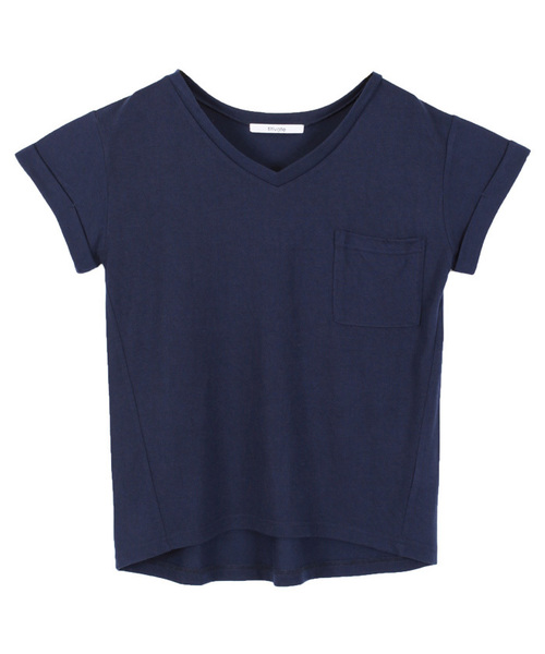 titivate（ティティベイト）の「ﾎﾟｹｯﾄVﾈｯｸTｼｬﾂ（Tシャツ/カットソー・レディース・杢グレー/ネイビー/オフホワイト/ブラック/カーキ・M）」の5枚目の写真