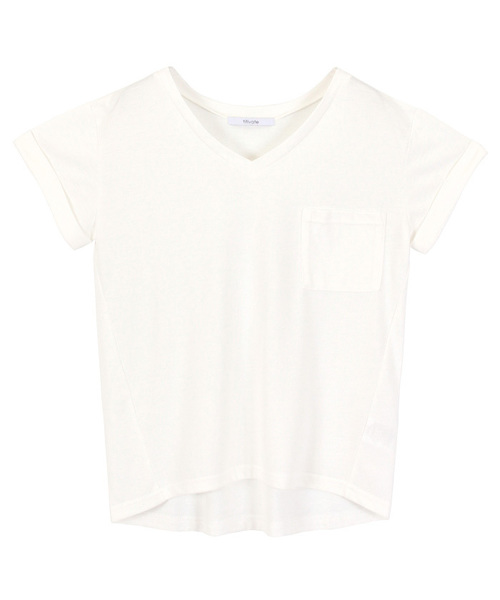 titivate（ティティベイト）の「ﾎﾟｹｯﾄVﾈｯｸTｼｬﾂ（Tシャツ/カットソー・レディース・杢グレー/ネイビー/オフホワイト/ブラック/カーキ・M）」の2枚目の写真