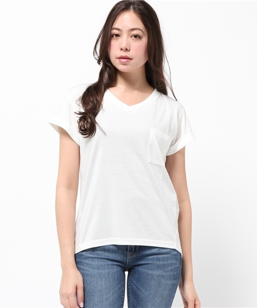 titivate（ティティベイト）の「ﾎﾟｹｯﾄVﾈｯｸTｼｬﾂ（Tシャツ/カットソー・レディース・杢グレー/ネイビー/オフホワイト/ブラック/カーキ・M）」の19枚目の写真